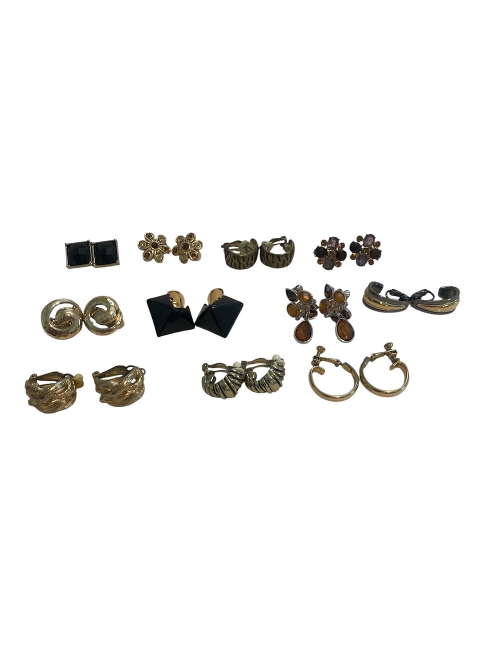 Vintage Costume Fashion Clip-On Earrings Mixed Lot 11 Pairs
